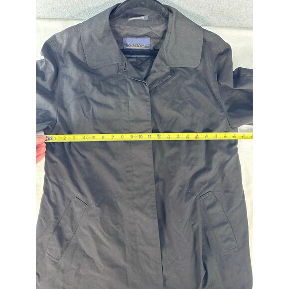 Sanyo NY Womens sz S Oversized Black Button Down Trench Coat City Chic Hong Kong - Picture 10 of 14